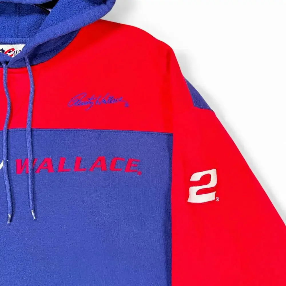 Vintage Chase Authentics Rusty Wallace #2 NASCAR Colorblock Hoodie Sweatshirt